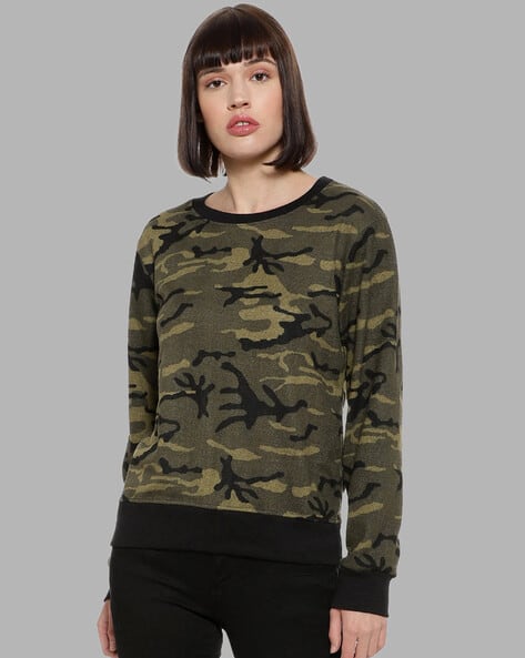 Printed Sweatshirt Camouflage Sweatshirt Womens Buy Green