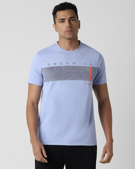 Men Typographic Print Slim Fit Crew-Neck T-Shirt