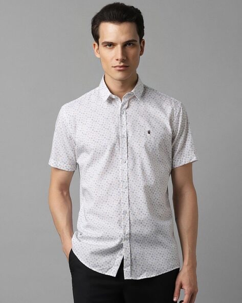 Men Micro Print Slim Fit Shirt