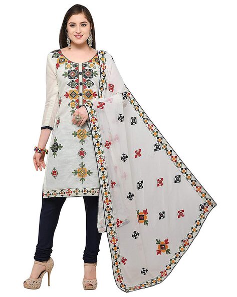 Embellished Unstitched Dress Material Price in India