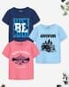Boys Pack of 3 Graphic Print Regular Fit Crew-Neck T-Shirts deal from ajio