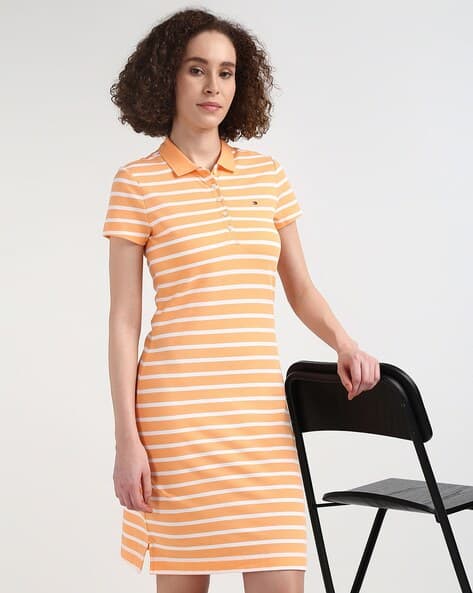 Buy TOMMY HILFIGER Women Slim Fit Striped Polo Dress Online | Ajio.com