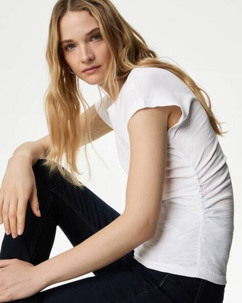 Marks & Spencer Women Regular Fit Crew-Neck T-Shirt