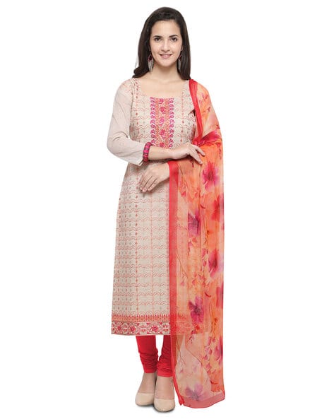 Buy Beige Dress Material for Women by Rajnandini Online