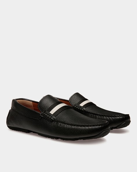 未使用✨BALLY White Striped Black Loafers Bally Men's Black Slip On Loafers w White Stripe, Size 12 | eBay