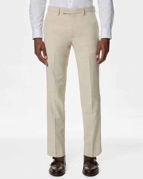 Marks & Spencer Men Relaxed Fit Flat-Front Trousers