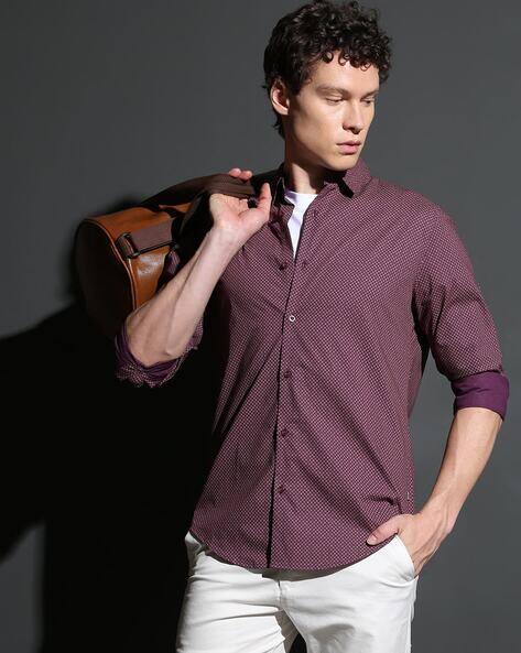 SUPERDRY Printed Long-Sleeve Poplin Shirt