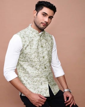 showoff Men Floral Print Slim Fit Nehru Jacket-picture-23