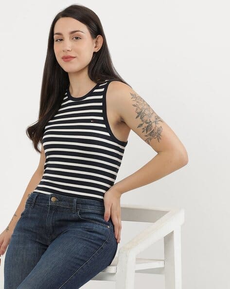 Jeans Tommy Hilfiger Sleeveless Shirt Women Slim 5X2 Rib Tank Top