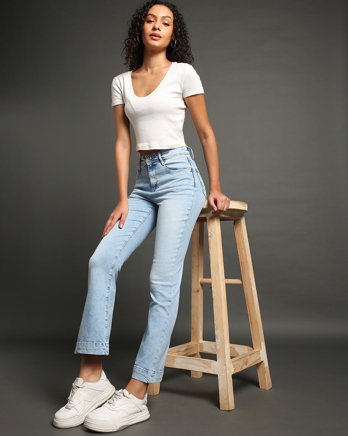 Buy LEE COOPER Women Heavily Washed Bootcut Jeans Online | Ajio.com
