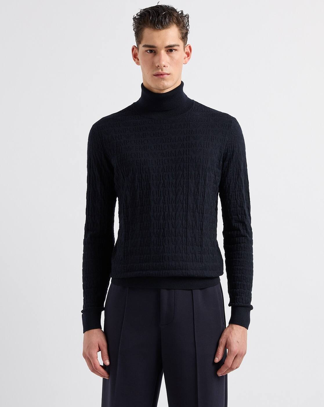 All-Over Logo Regular Fit High-Neck Pullover