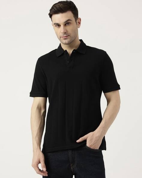 Pure Cotton Polo Neck Checked T-Shirt