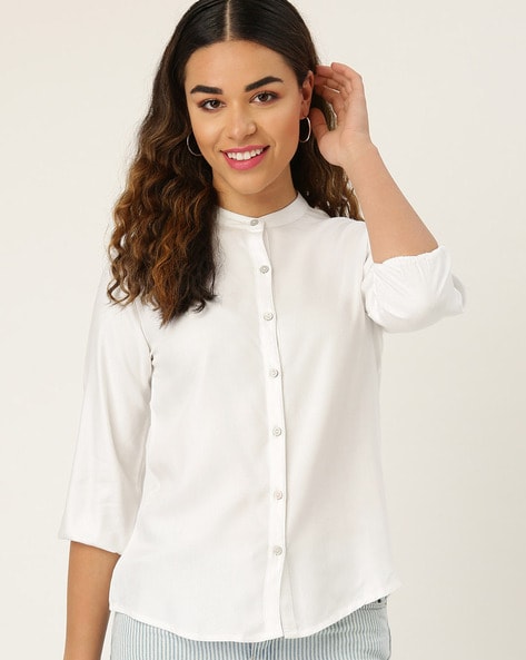 Mandarin collar shirt ladies best sale