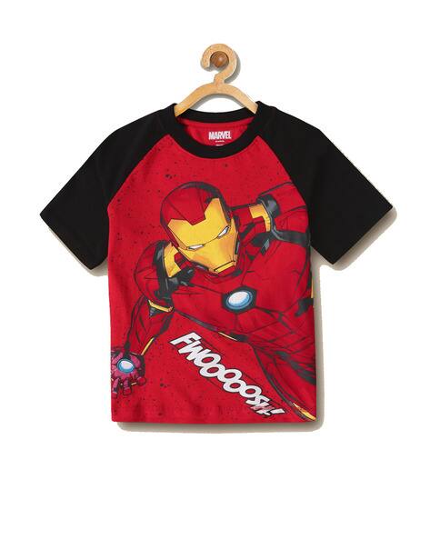Iron-Man Print Round-Neck T-Shirt