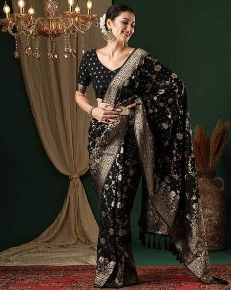 Ri-wah Women Floral Woven Georgette Saree