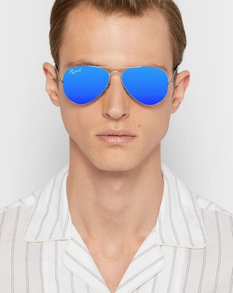 Blue aviator sunglasses mens best sale