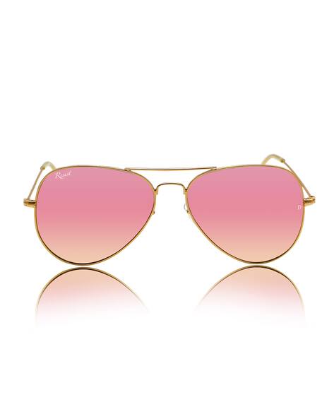 Resist Eyewear UV Protected Gold Pink Reflector Aviator Sunglasses for Men and Women