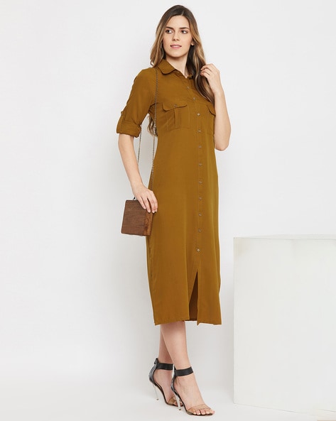 Buy Khaki Dresses for Women by COLOR COCKTAIL Online Ajio