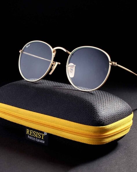 UV Protected Gold Photochromic Day Night Round Sunglasses for Men and Women - Main Image