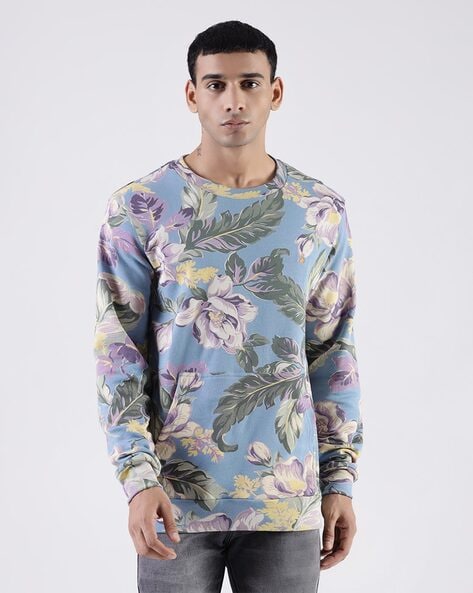 Floral Print Crew Neck Sweatshirt