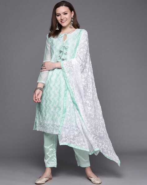 Embroidered Unstitched Dress Material Price in India