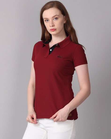 Maroon polo shirt womens best sale