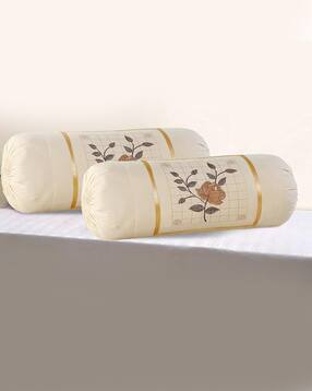 Set of 2 Embroidered Bolster Pillow Covers