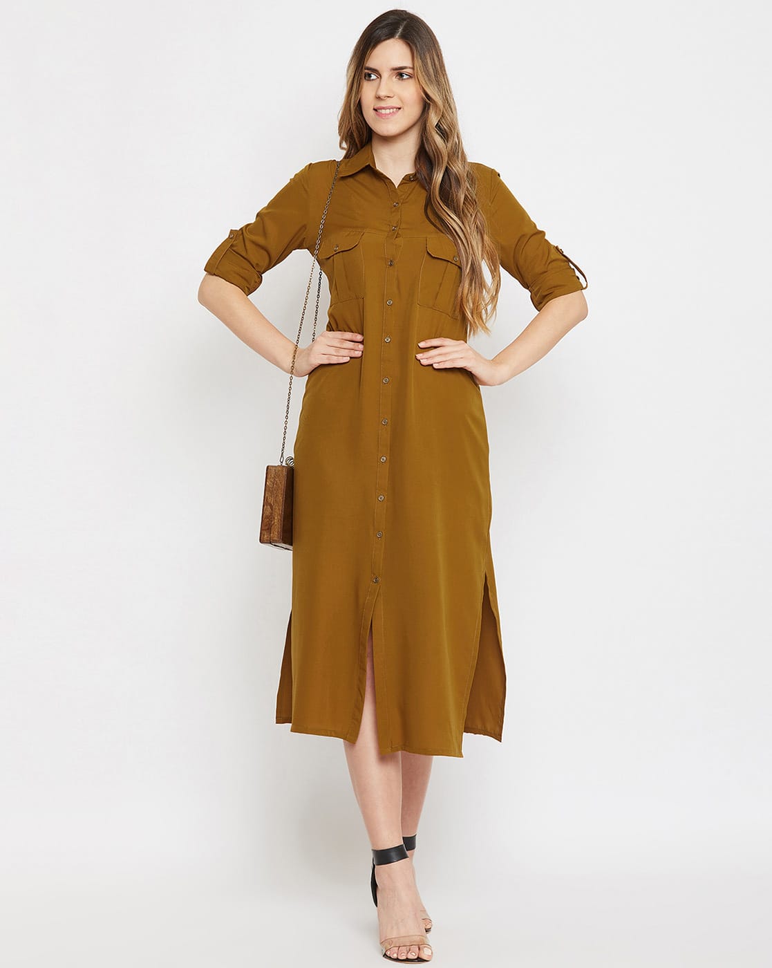 Buy Khaki Dresses for Women by COLOR COCKTAIL Online Ajio