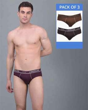 dollar lehar Men Pack of 3 Mid-Rise Briefs with Elasticated Waist-picture-9