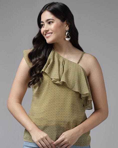 AARIKA GIRLS ETHNIC Geometric Print Top with Shoulder Strap
