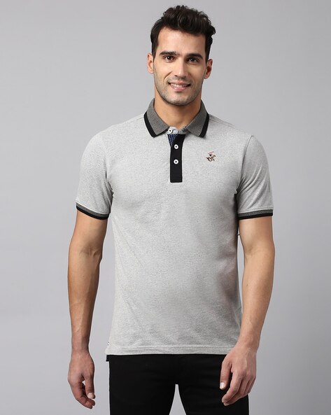 Grey t shirt polo best sale