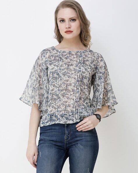 printed chiffon tops