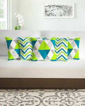 divine casa Pack of 5 Polyester Abstract Cushions Cover 16" X 16"-picture-28