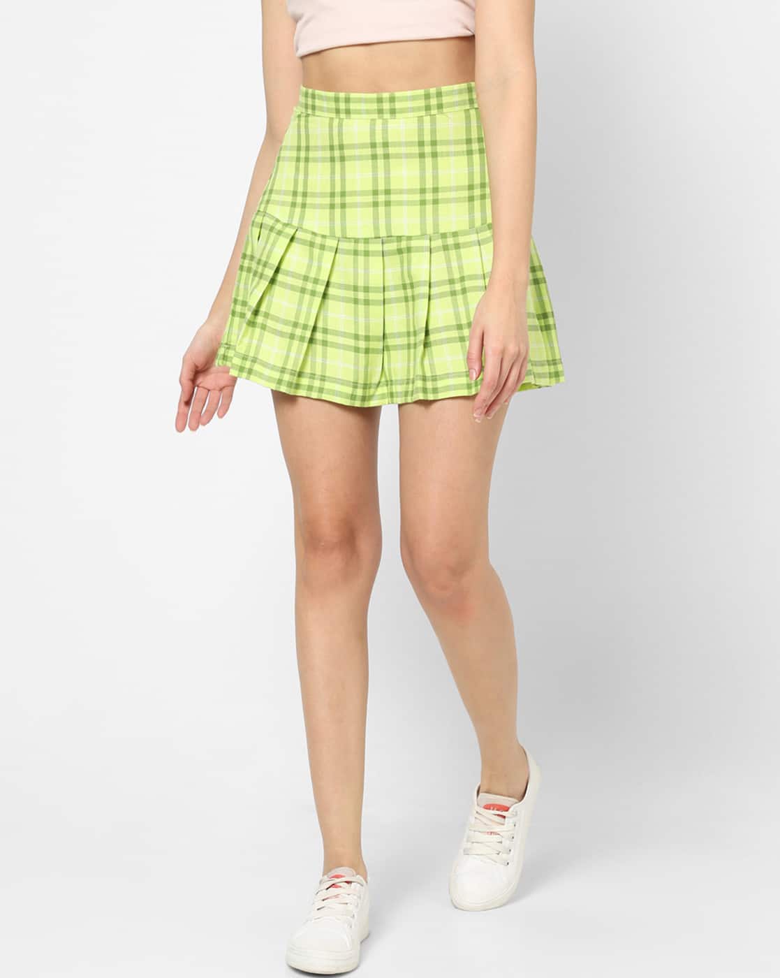 Light shaggy check mini skirt エムエメ Buy Vastrado Checked Flared Mini Skirt Online | Ajio.com