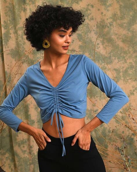 Blue ruched top online