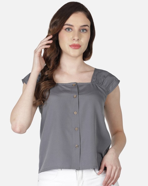 All Ways You Square-Neck Button-Front Top