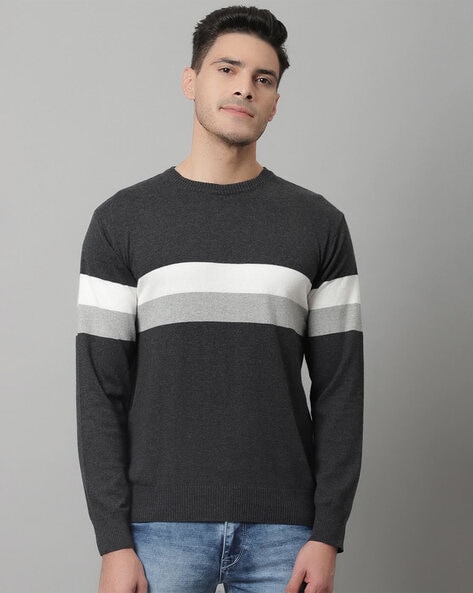 Striped Round-Neck Pullover