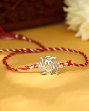 giva Men Sterling Silver Om & Swastik Charm Tie-Up Rakhi-picture-12