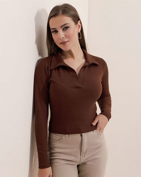 DREAM BEAUTY FASHION Women Ribbed Fitted Top