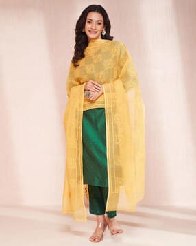fabindia Chikankari Embroidered Cotton Silk Dupatta-picture-11