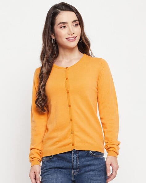 Buy Mustard Sweaters Cardigans for Women by MADAME Online