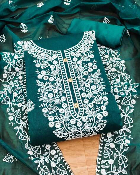 Embroidered Unstitched Dress Material Price in India