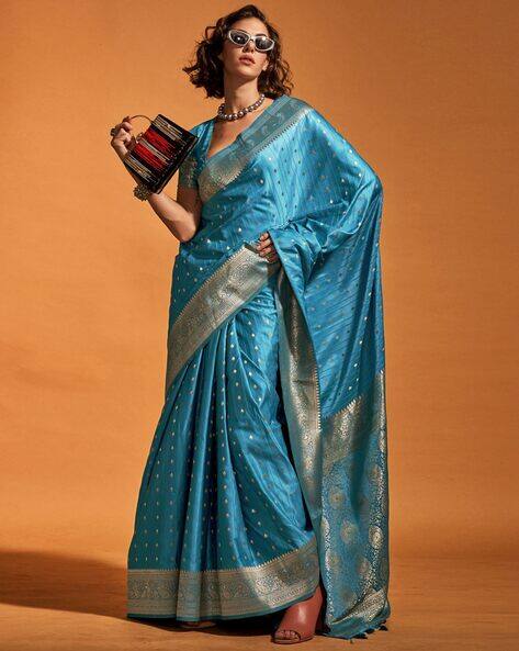 Ri-wah Women Floral Woven Satin Silk Saree