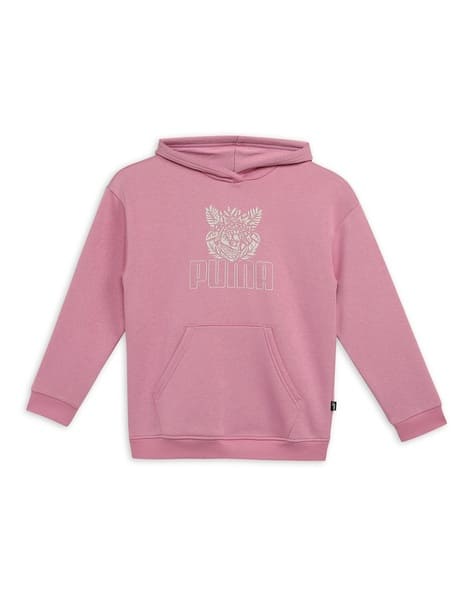 Brand Print Relaxed Fit Hoodie with Kangaroo Pocket