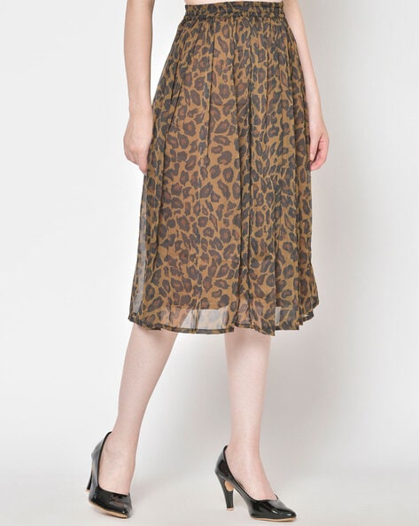 Cation Animal Print Flared Skirt