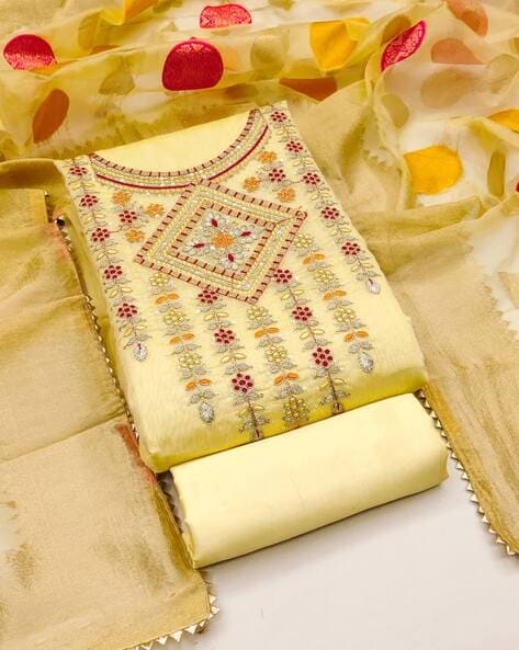 Embellished Unstitched Dress Material Price in India