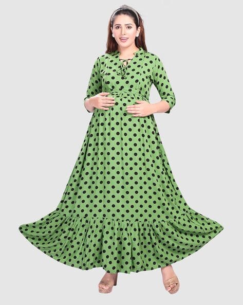 Polka-Dot Print Tiered Dress