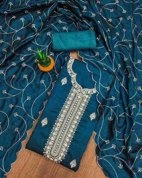 Women Embroidered 3-Piece Dress Material Price in India