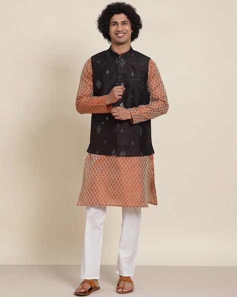 Buy Orange Black Ethnic Suit Sets for Men by SOJANYA Online