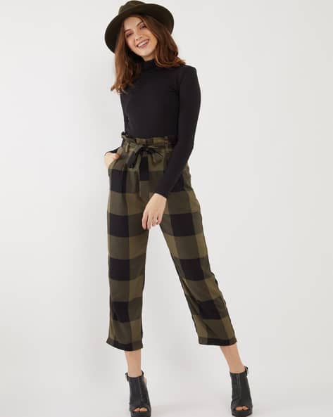 Zink London Checked Tapered Fit Cargo Pants
